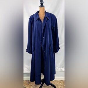 CBO New York Womens 18W Navy Long Coat Button Front Plus Size Jacket